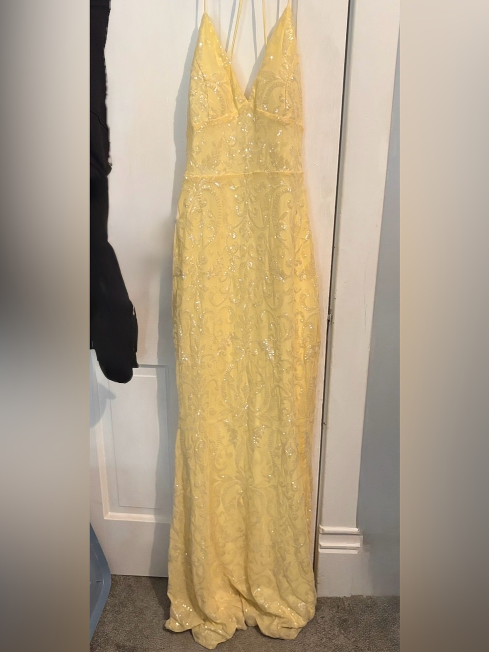 Yellow Sequin Prom Dress